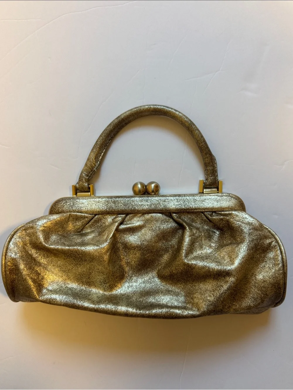 ANTONIO MELANI Metallic Gold Frame-Top Clutch